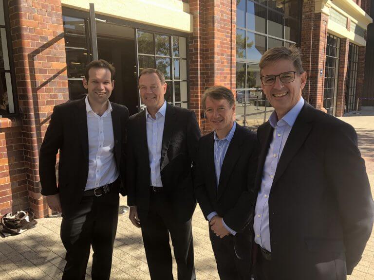 Pictured announcing the Investment Decision (left to right): Senator Matthew Canavan, Minister for Resources and Northern Australia, Dr Ralph Craven, Genex Power Chairman, Nick James, NAIF Executive Director Major Projects, James Harding, Genex Chief Executive Officer.