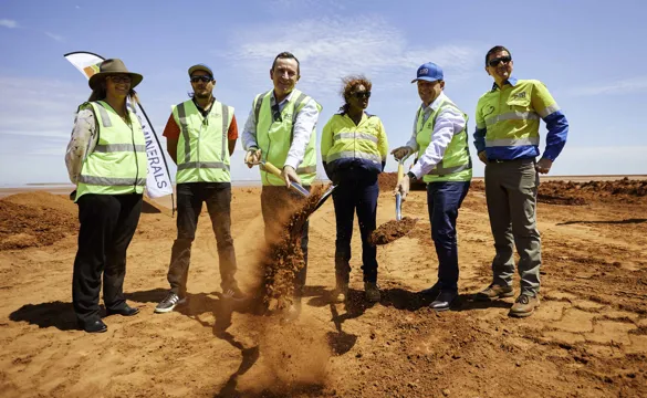 BCI Minerals Mardie Salt Project Ground Breaking Ceremony Group Of Workers With Shovels